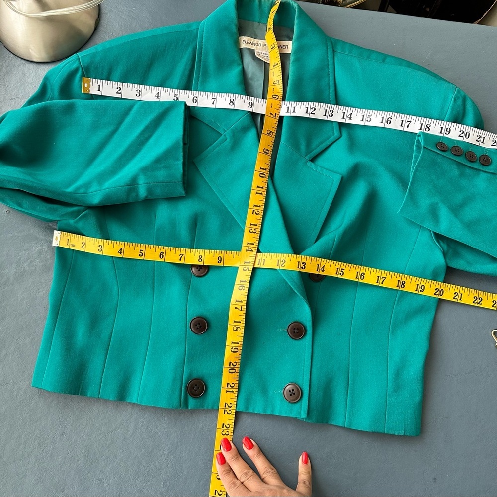 Vintage Teal Blue Elenor Brenner Blazer Size 14 - Picture 6 of 8